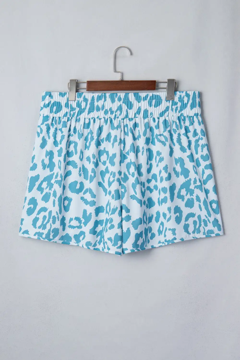High-Waist Elastic-Waist Leopard-Print Athletic Shorts