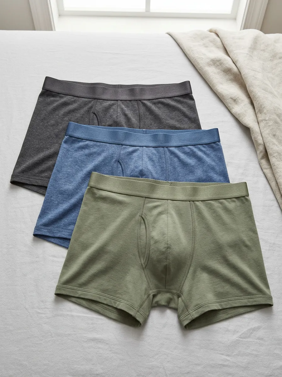 Men's Multi-color Solid Tone Cotton Boxer Briefs Set