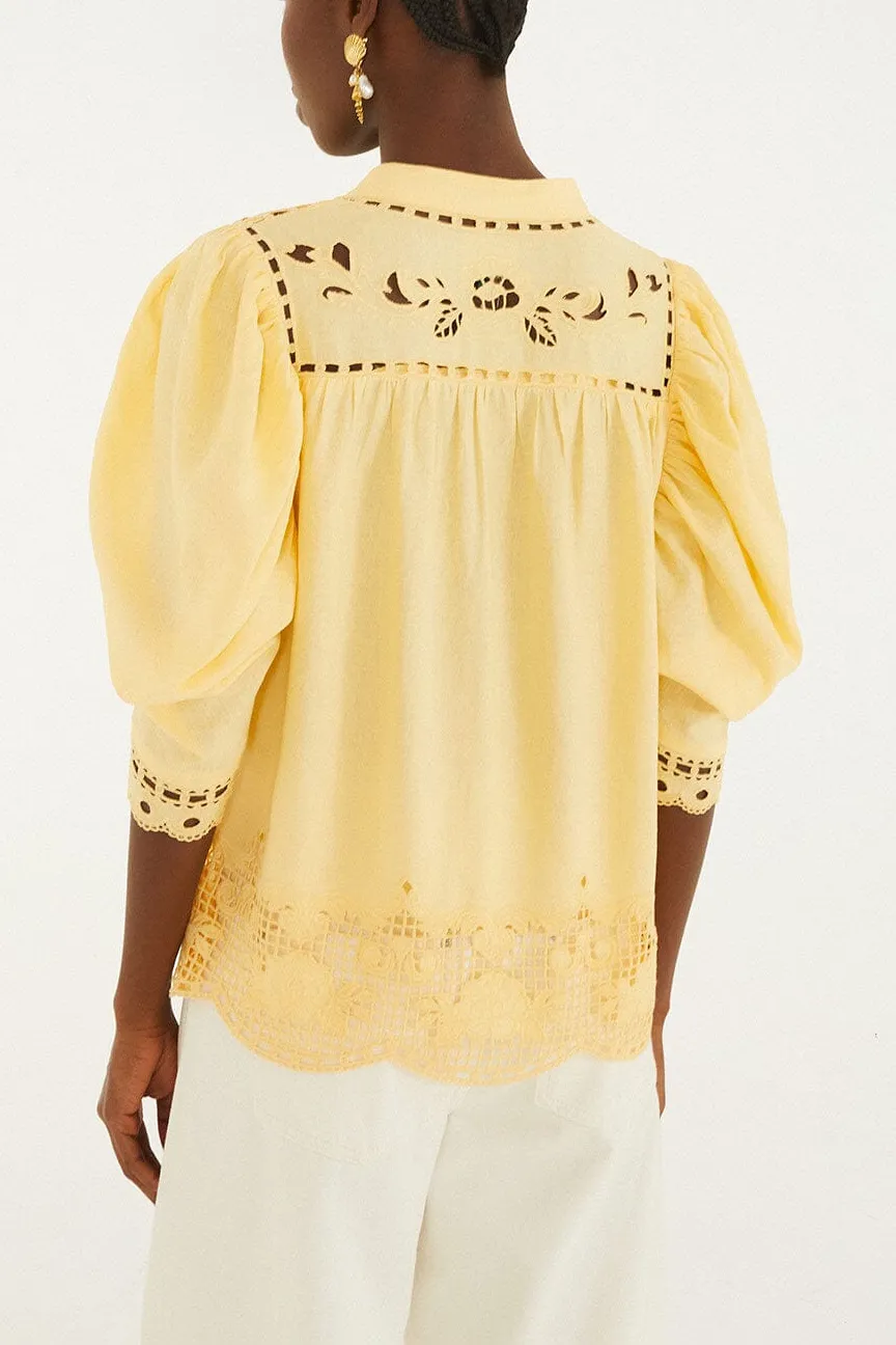 Modern Embroidered Eyelet Short-Sleeve Blouse