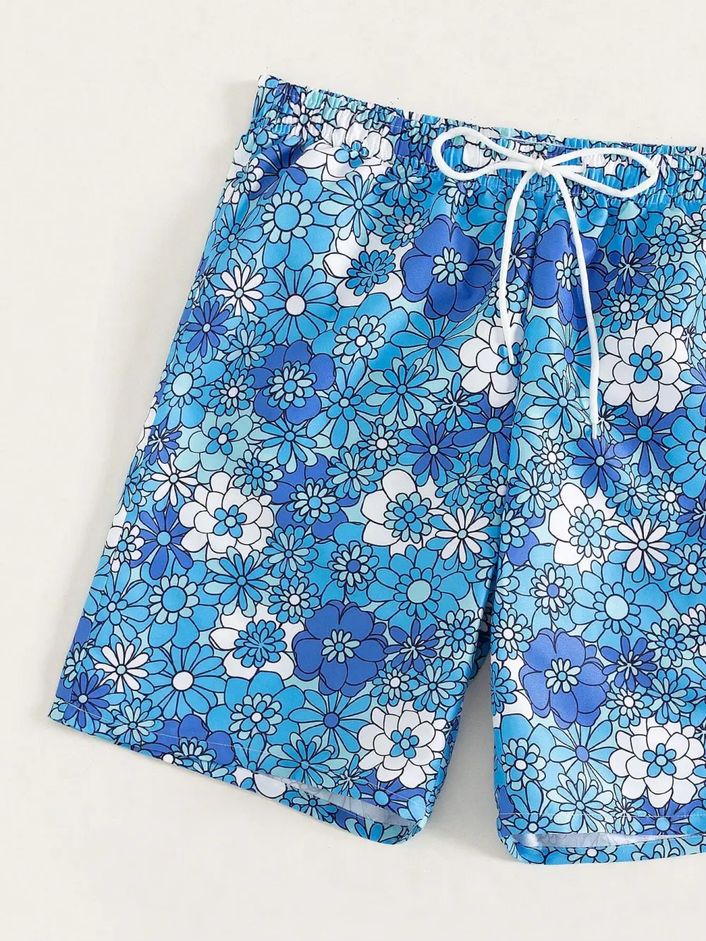 Men's Floral Print Drawstring Swim Trunks