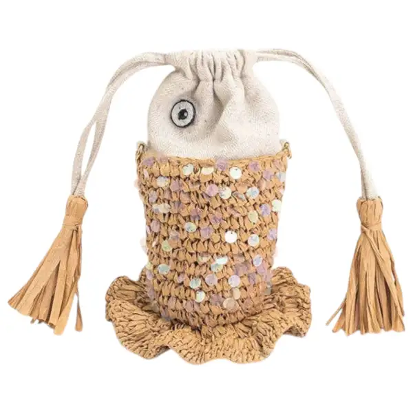 Ocean Whimsy Raffia Fish Bag