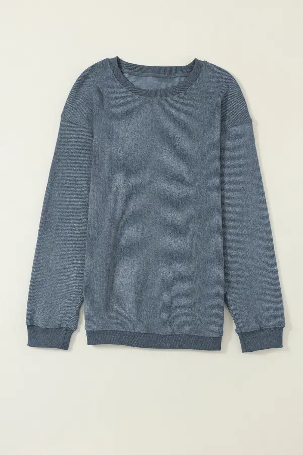 Laid Back Ribbed Crewneck Sweatshirt