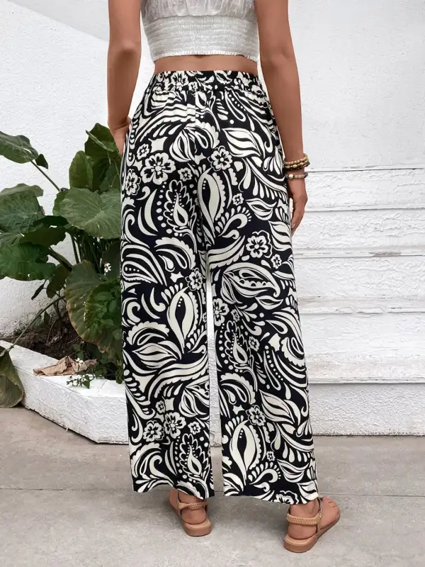 Wide Leg Printed Pants