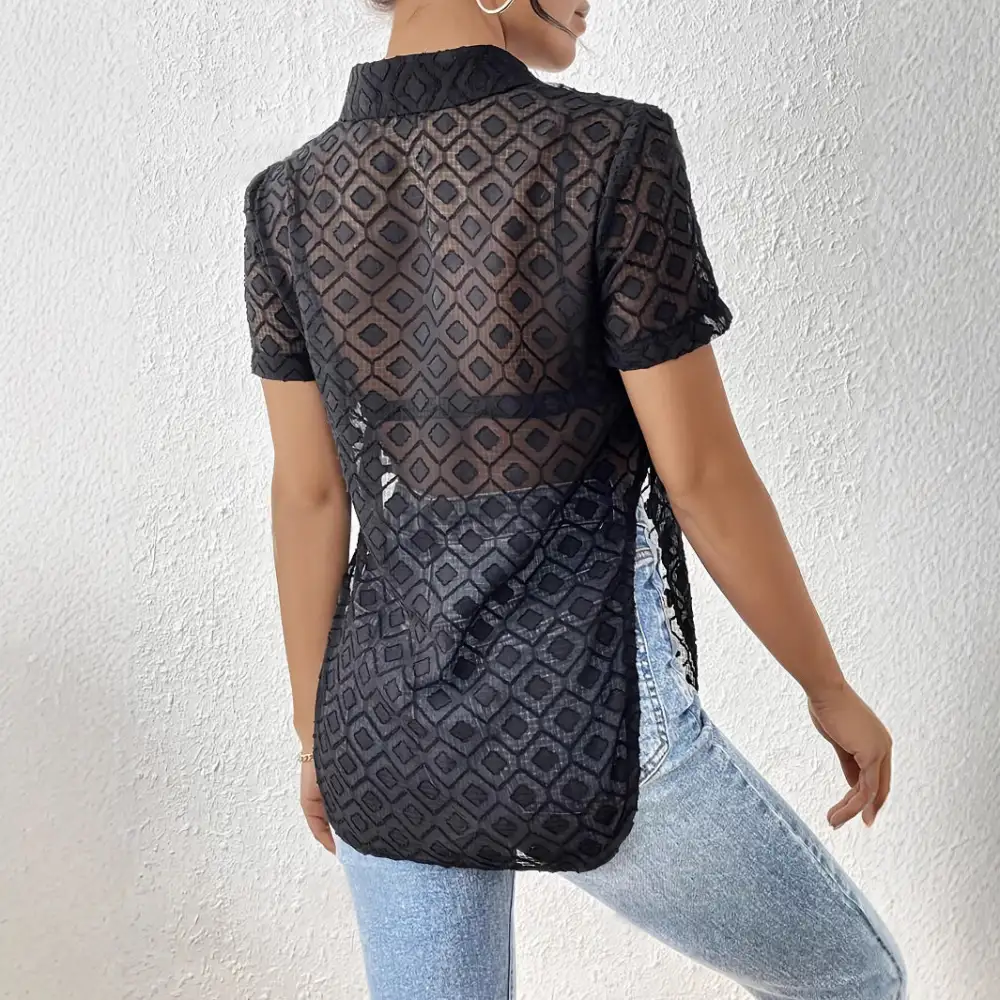 Effortless Mesh Tailored Blouse