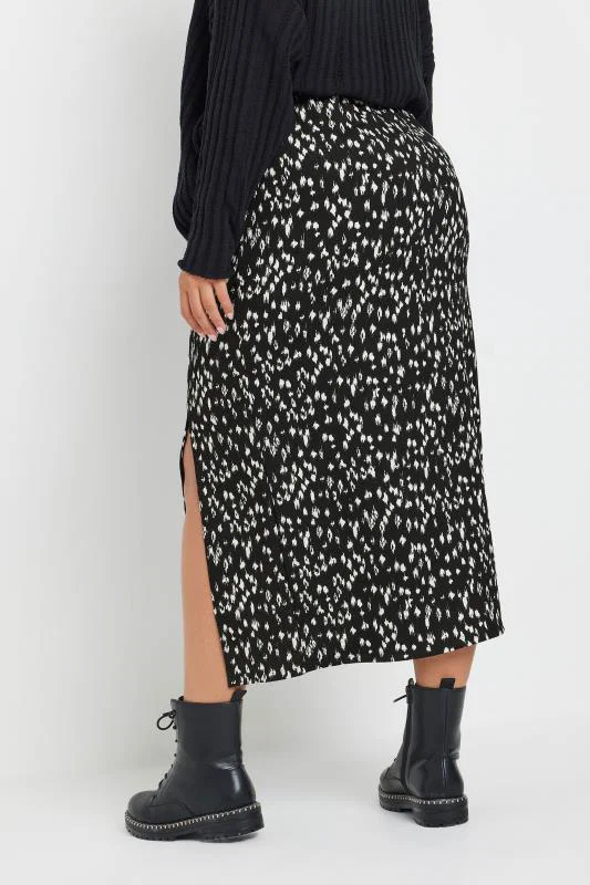 Black Abstract Print Textured Midaxi Skirt detail 2