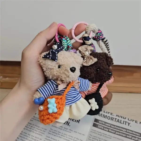 Cute Plush Teddy Bear Keychain Accessries