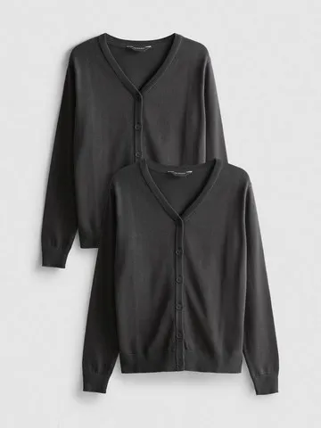 7-15yrs | 2pk Cotton Rich V-Neck School Cardigans