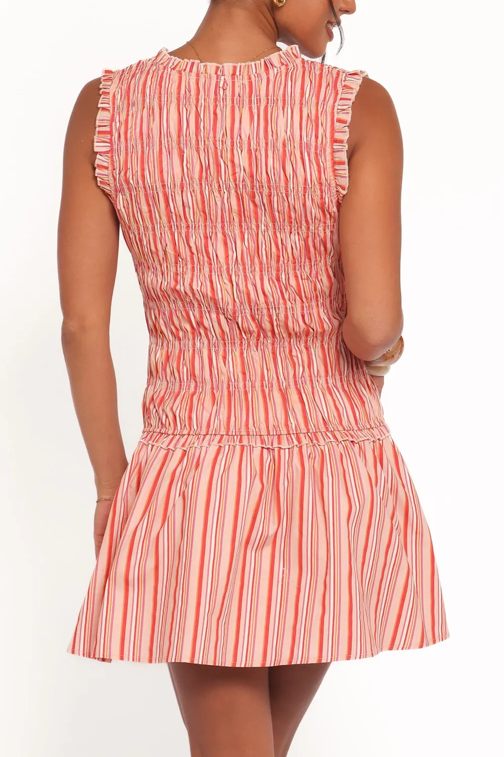 Shirred V-Neck Mini Dress