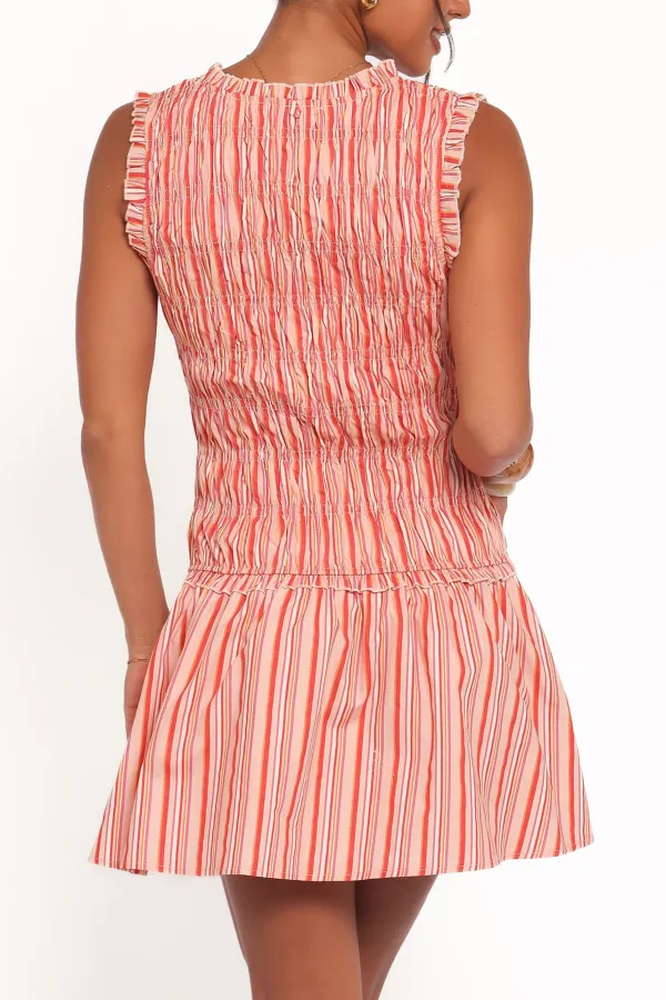 Shirred V-Neck Mini Dress