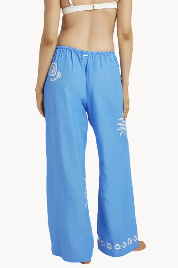 Embroidered Linen Blend Pants