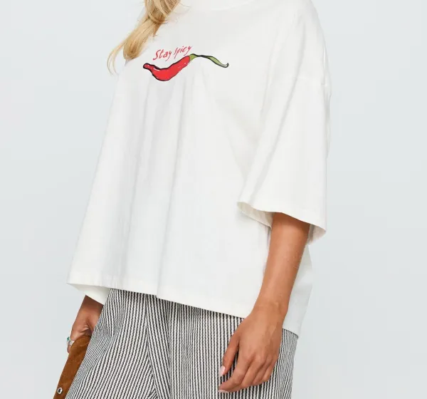 White Relaxed Graphic Tee