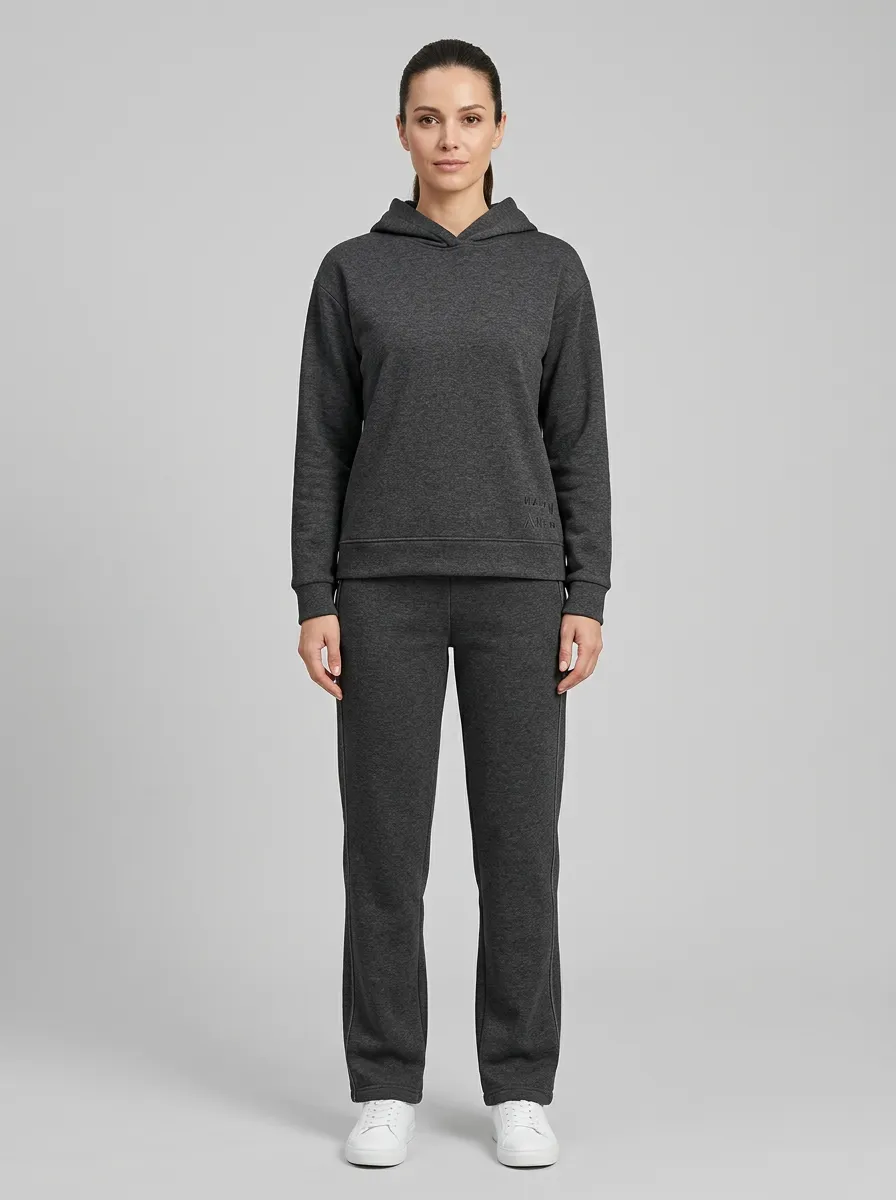 Women's Minimalist Pullover Hoodie Straight-Leg Warm Set