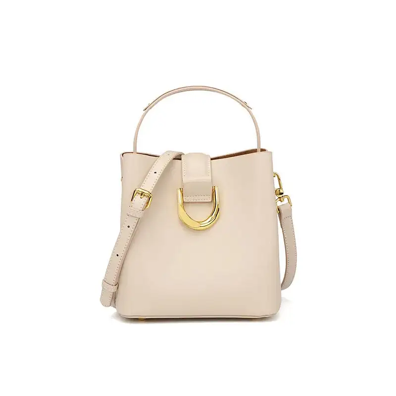 Genuine Leather Bucket Bag Sleek Versatile