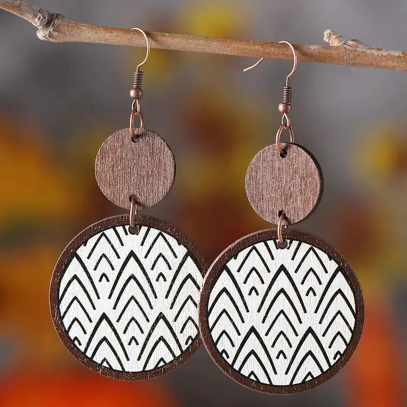 Wooden Bohemian Statement Earrings