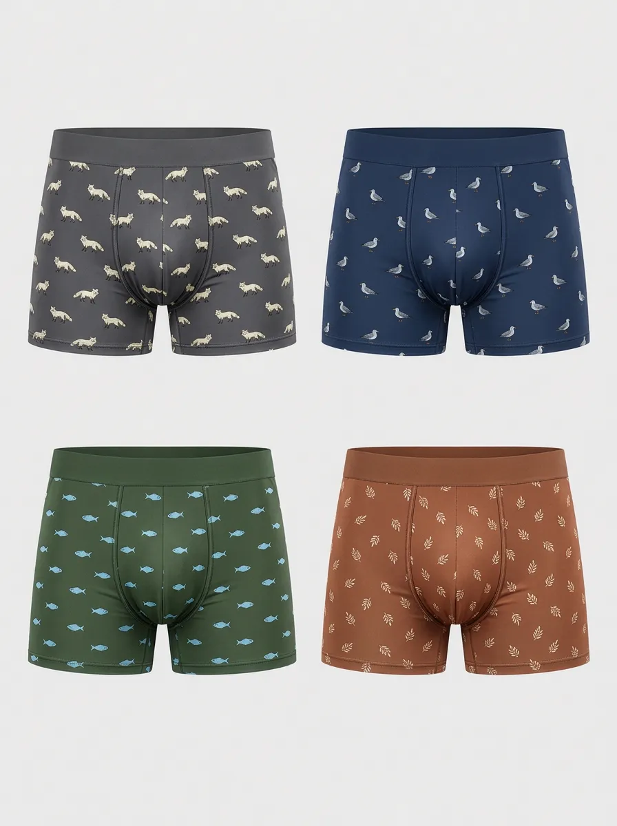 Men's Bennett Woodland Animal Boxer Briefs 9-Pack