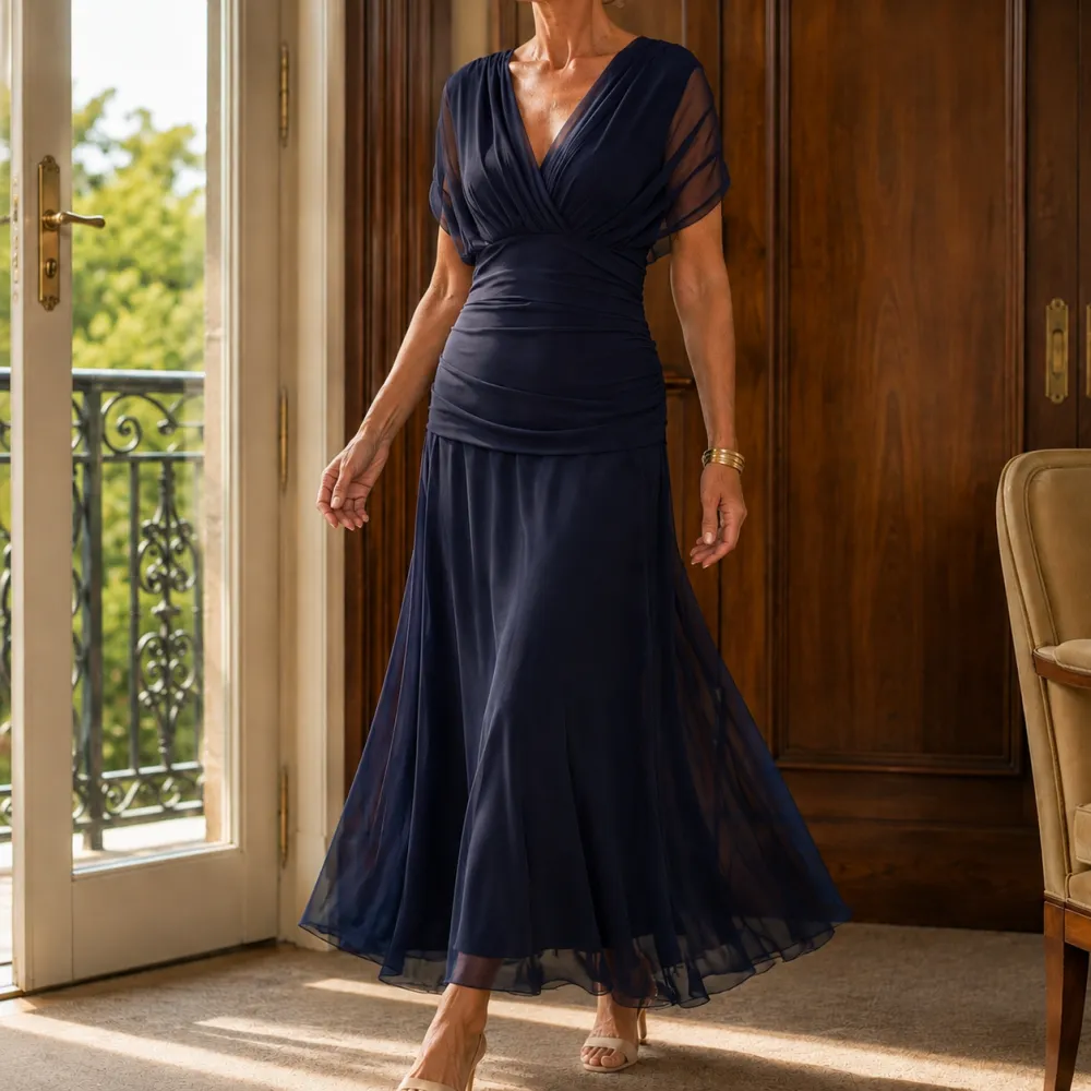 Draped Ruched Soft Maxi Dress