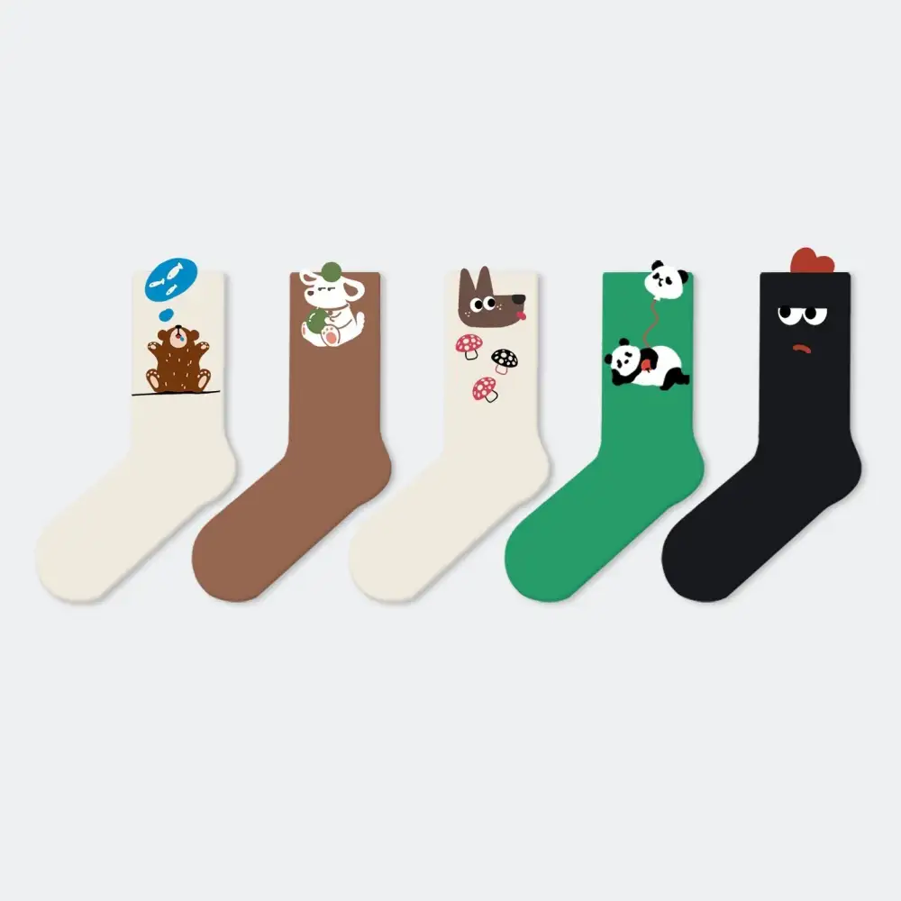 Playful Cartoon Animal Crew Socks