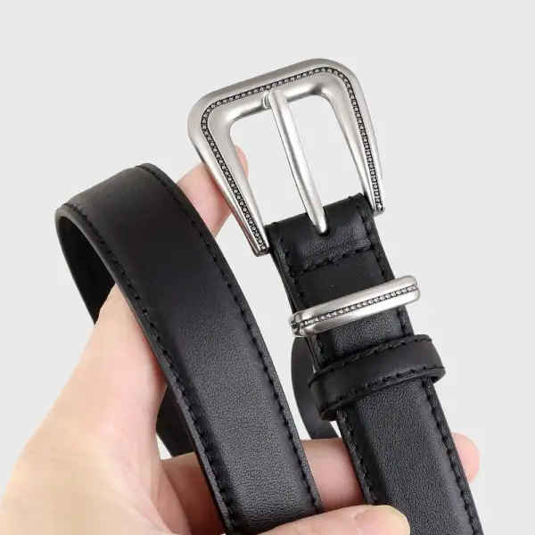 Clean Leather Belt with Buckle