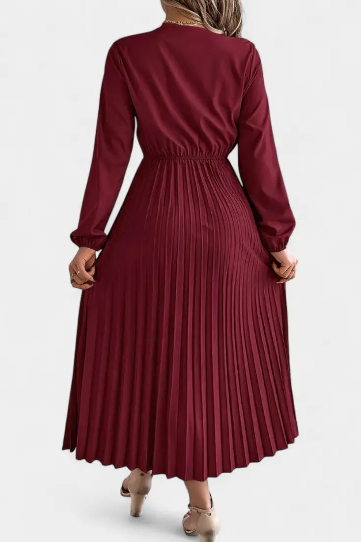 Pleated Lace Casual Dress