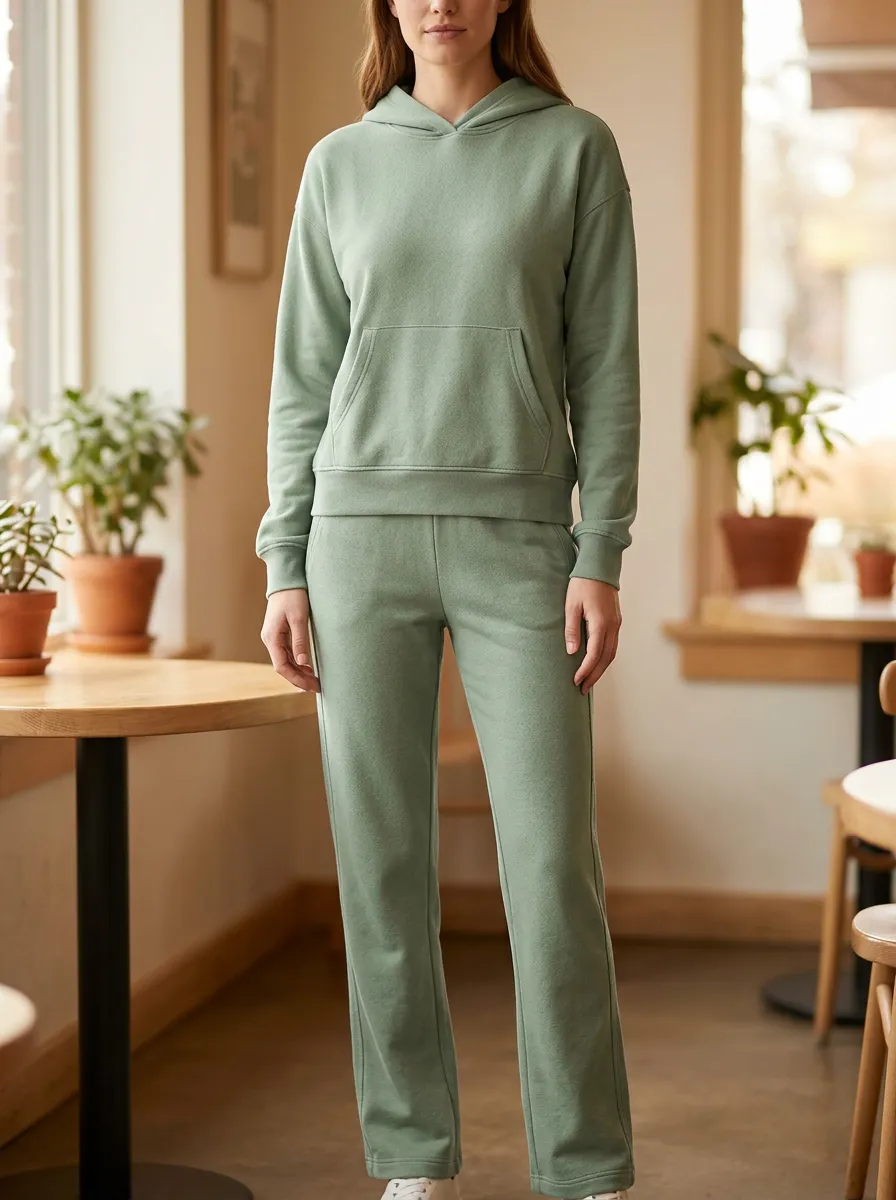 Women's Sage Green Hooded Lounge Set