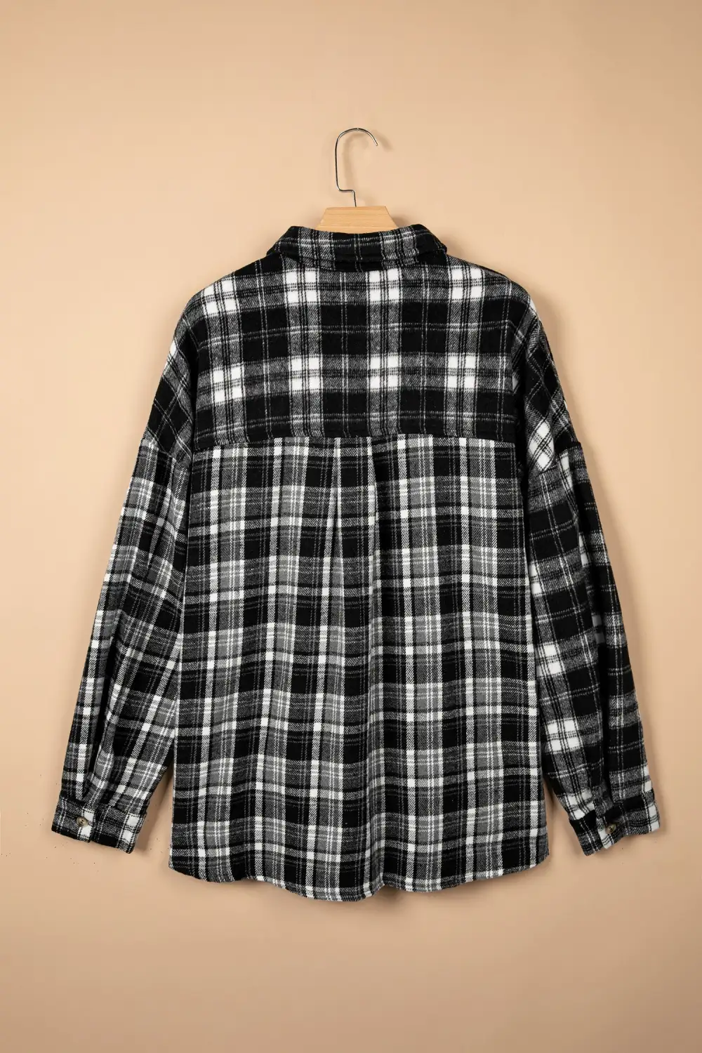 Women's Plaid Long Sleeve V Neck Shift Shirt Jacket
