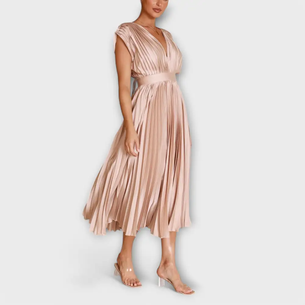 Pleated Flowing Relaxed Casual Dress