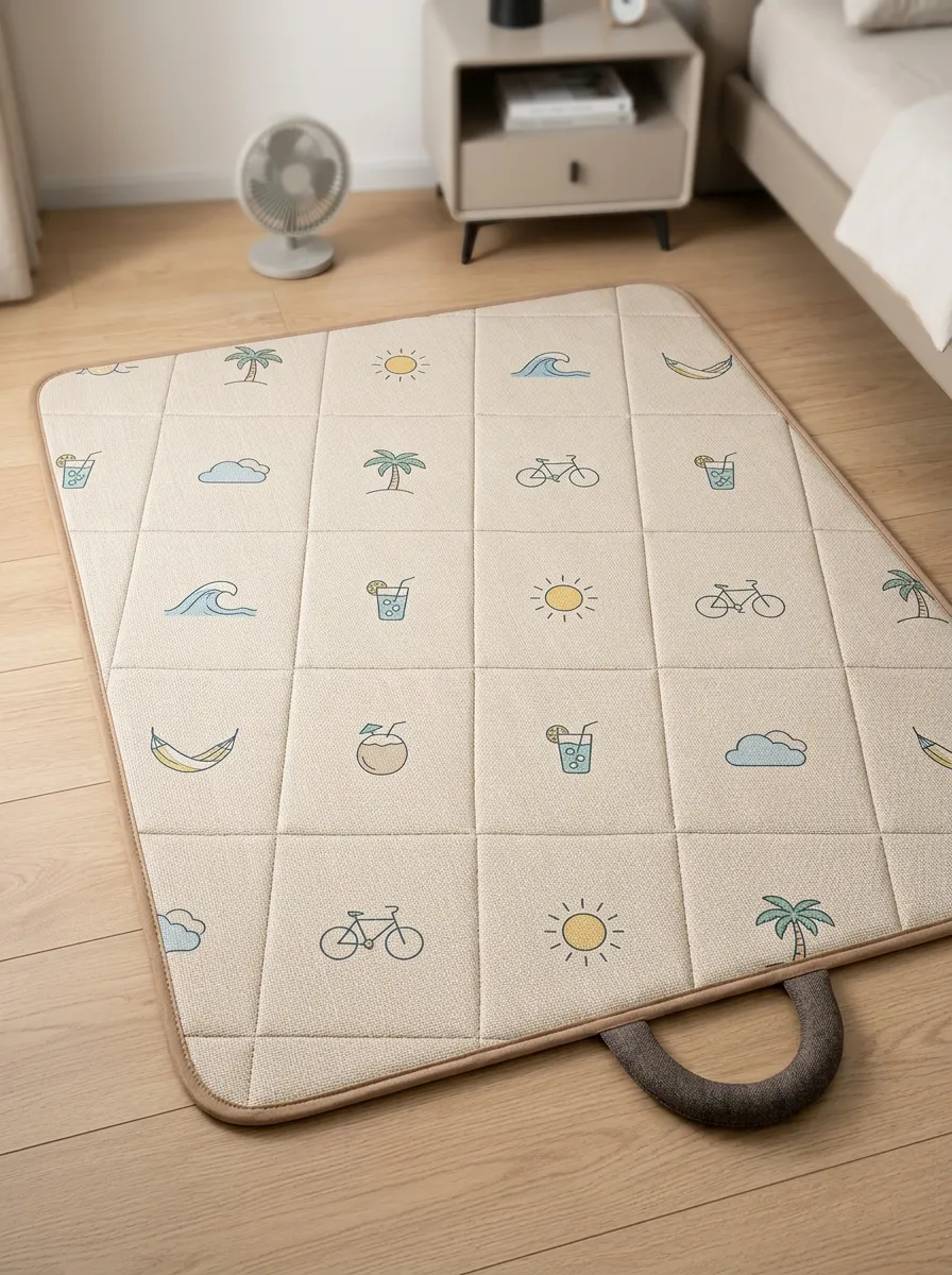 Summer Vacation Beach Icon Pattern Cooling Mat