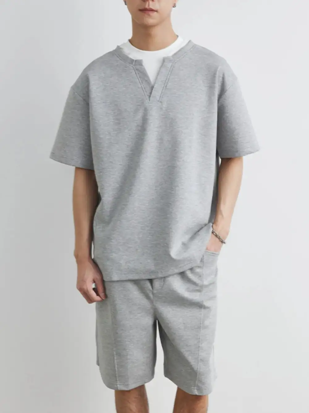 Half Sleeve Coordinated Top And Shorts Set