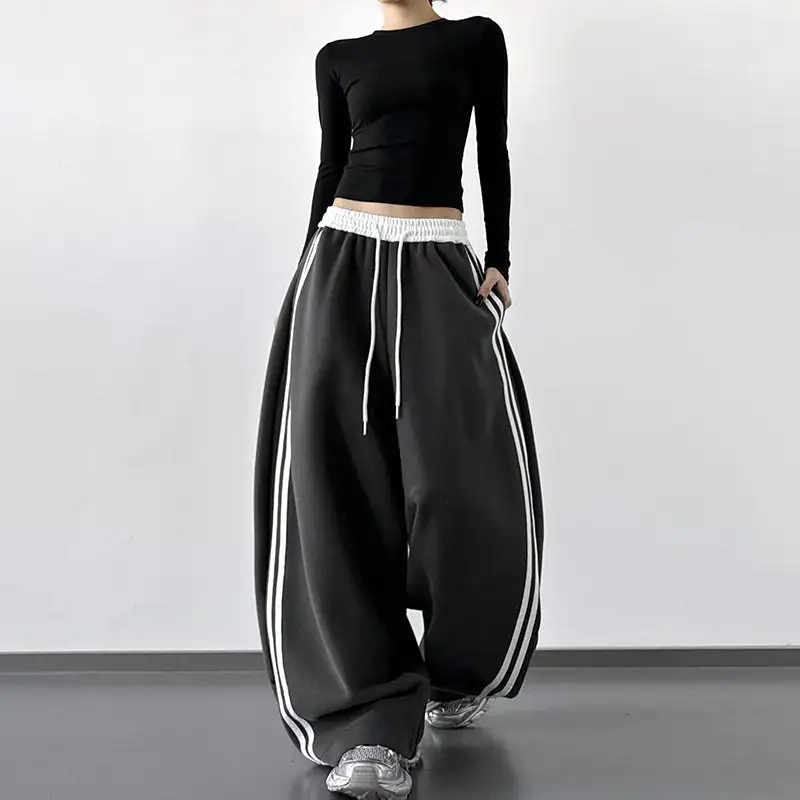 Tailored Striped Color Block Wide Leg Floor Length Pants