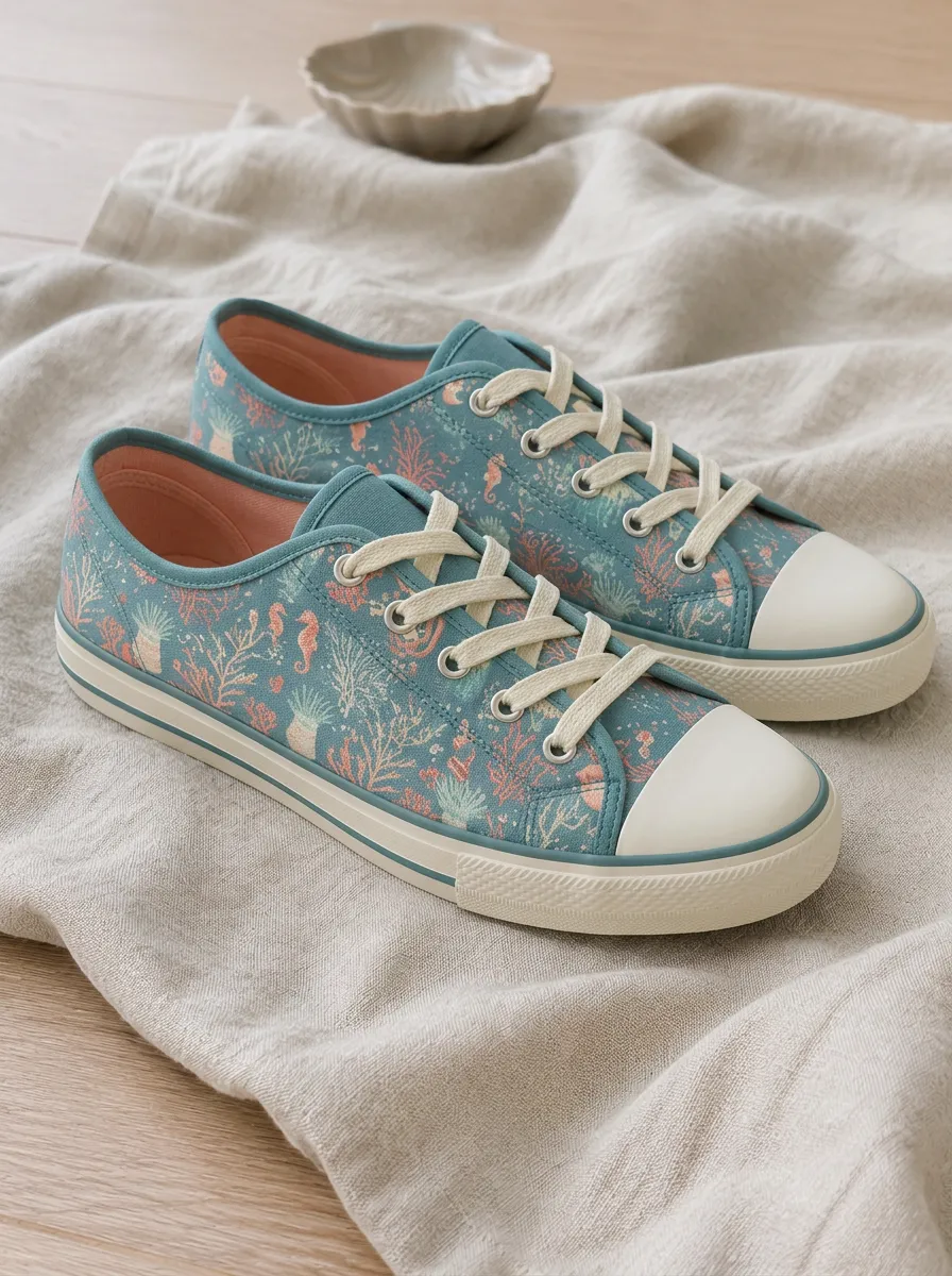 Women's Ocean Lover Seahorse Coral Reef Printed Canvas Shoes