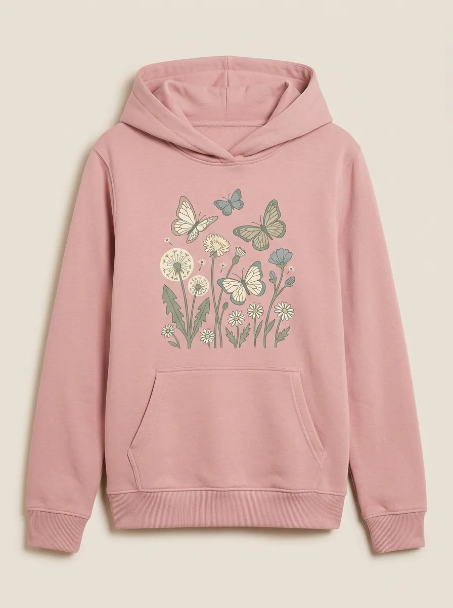 Women's Hooded Graphic Floral-Motif Hoodie