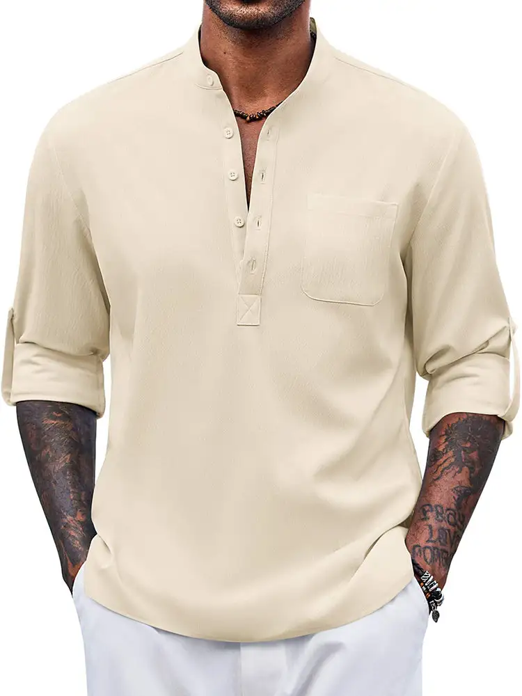 Casual Summer Vacation Henley Shirt