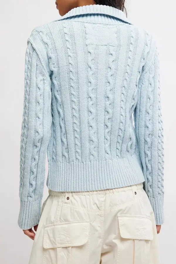 Light Blue Cable Knit Cardigan