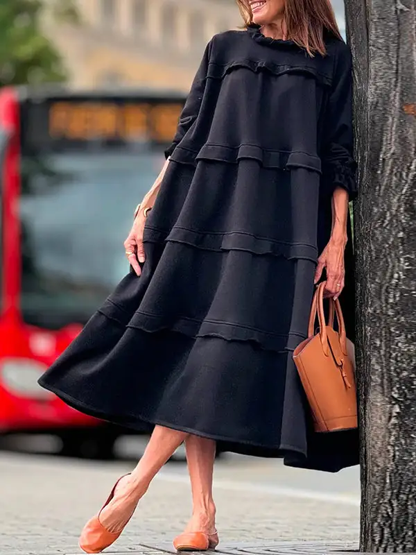 Ruffled Neck Maxi Dress