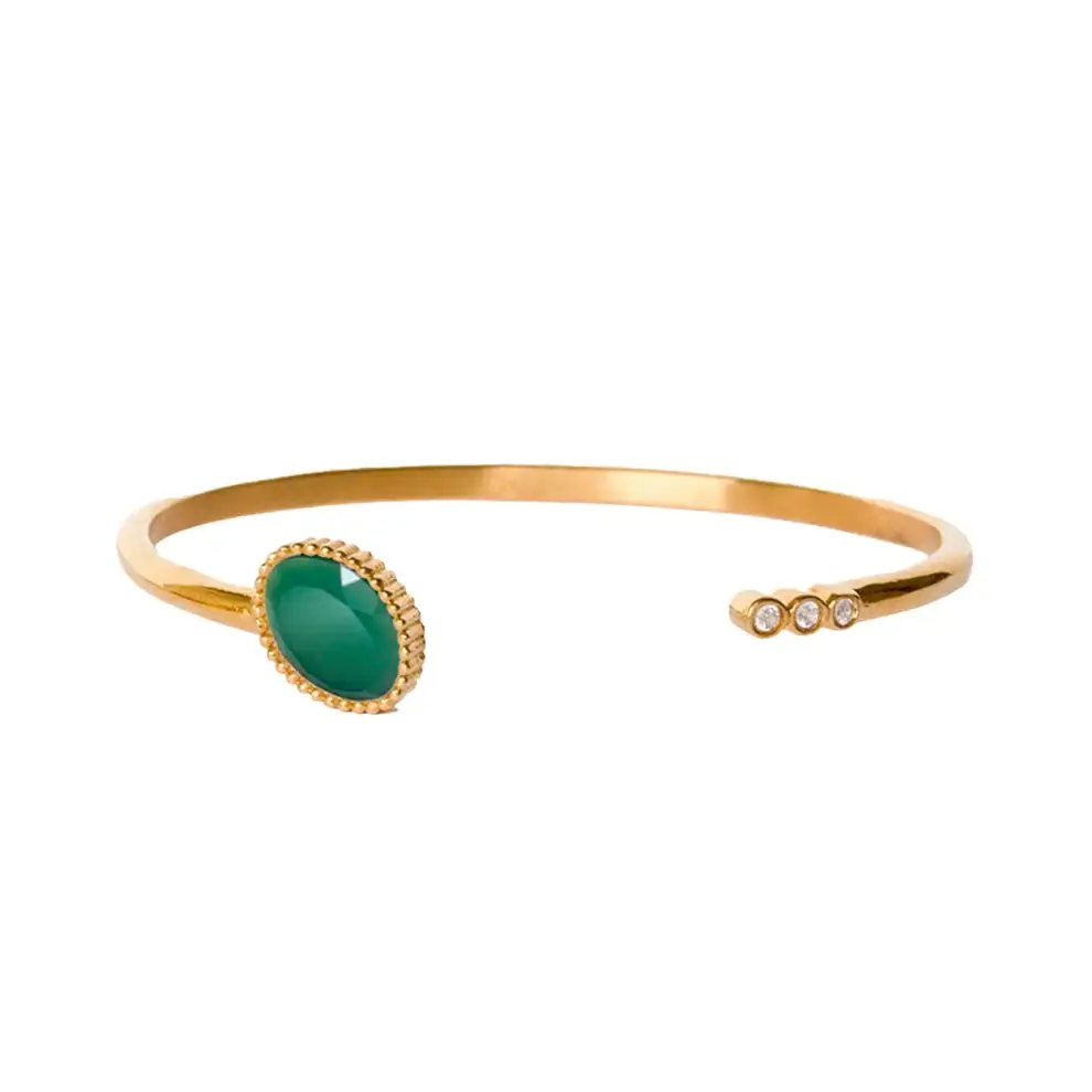 Onyx Gemstone Thin Cuff Bracelet