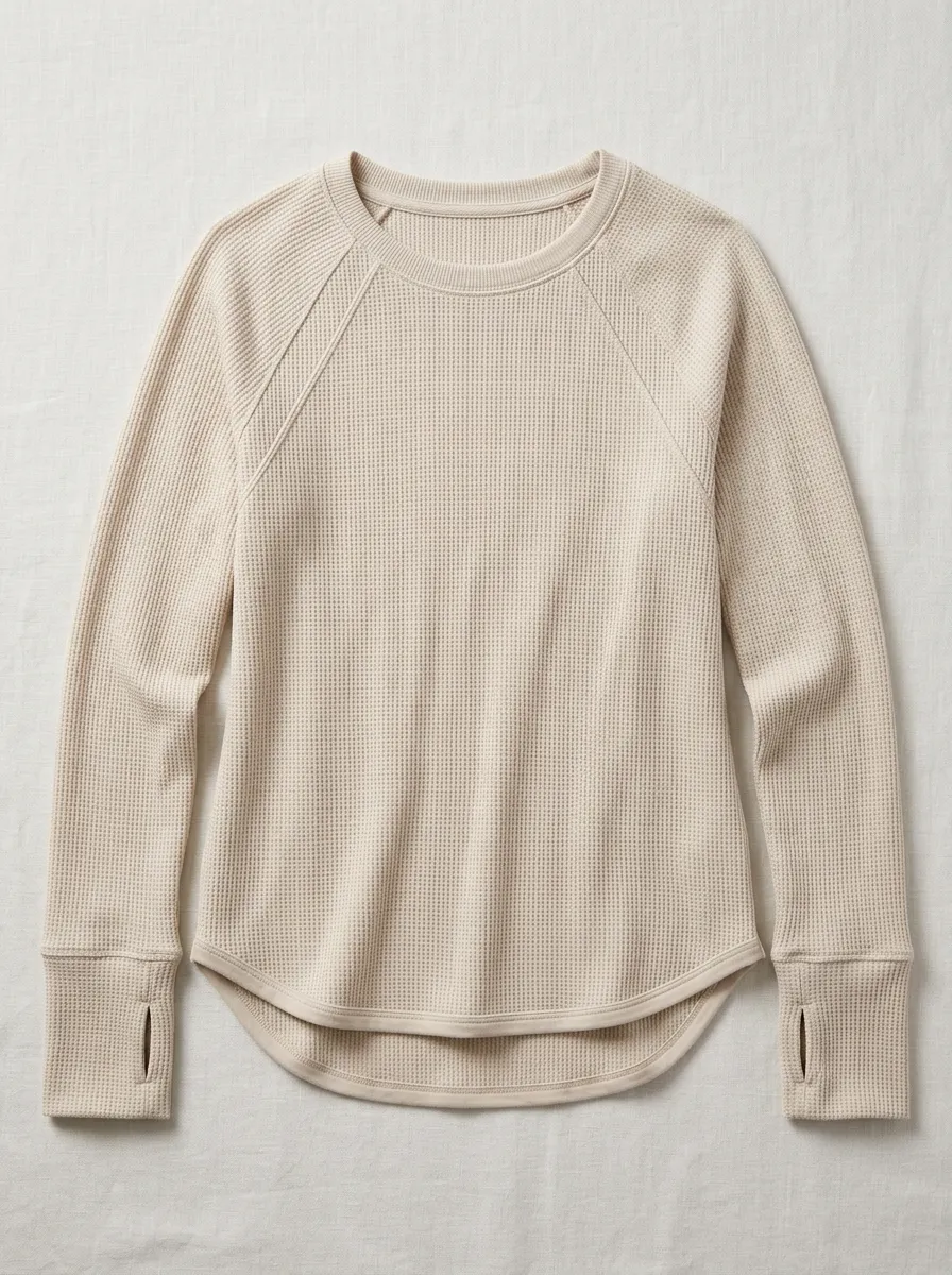 Women's Training Athletic Waffle Knit Thumbhole Long Sleeve Top