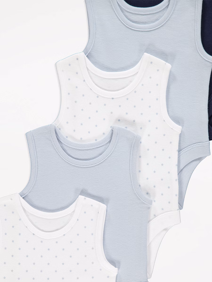 Blue Sleeveless Bodysuits 5 Pack detail 1
