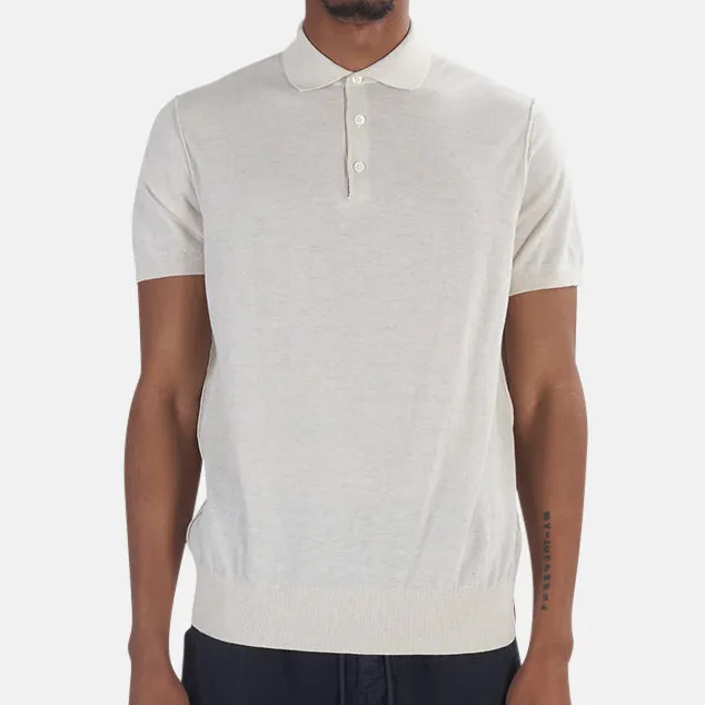Cotton Knit Ribbed Polo Shirt