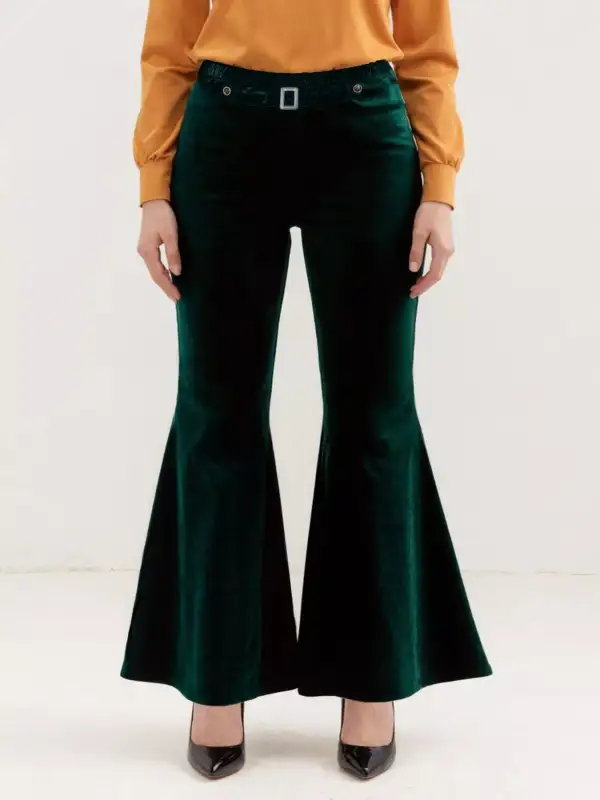 Plus Size Velvet Flared Pants