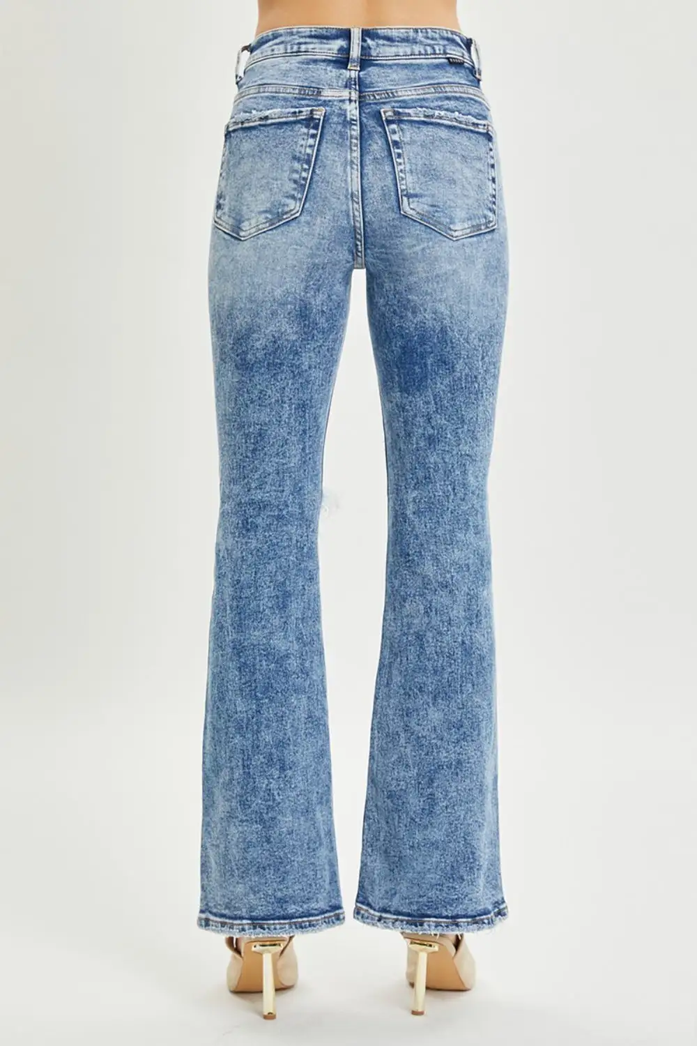 Everyday High Waist Flare Leg Distressed Denim Jeans