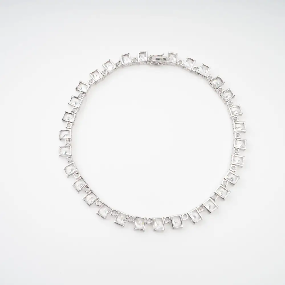 Silver Tone Crystal Embellished Necklace