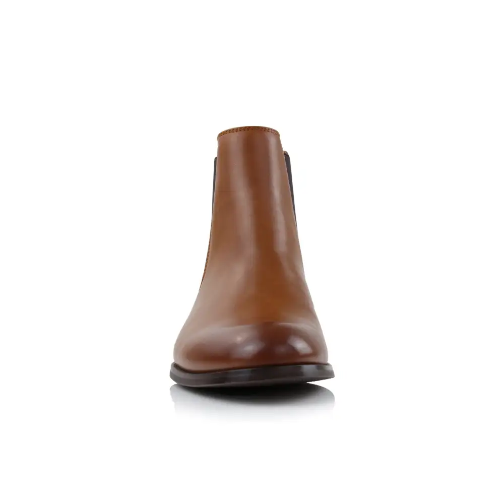 Refined Faux-Leather Slip-On Elastic-Side Chelsea Boots