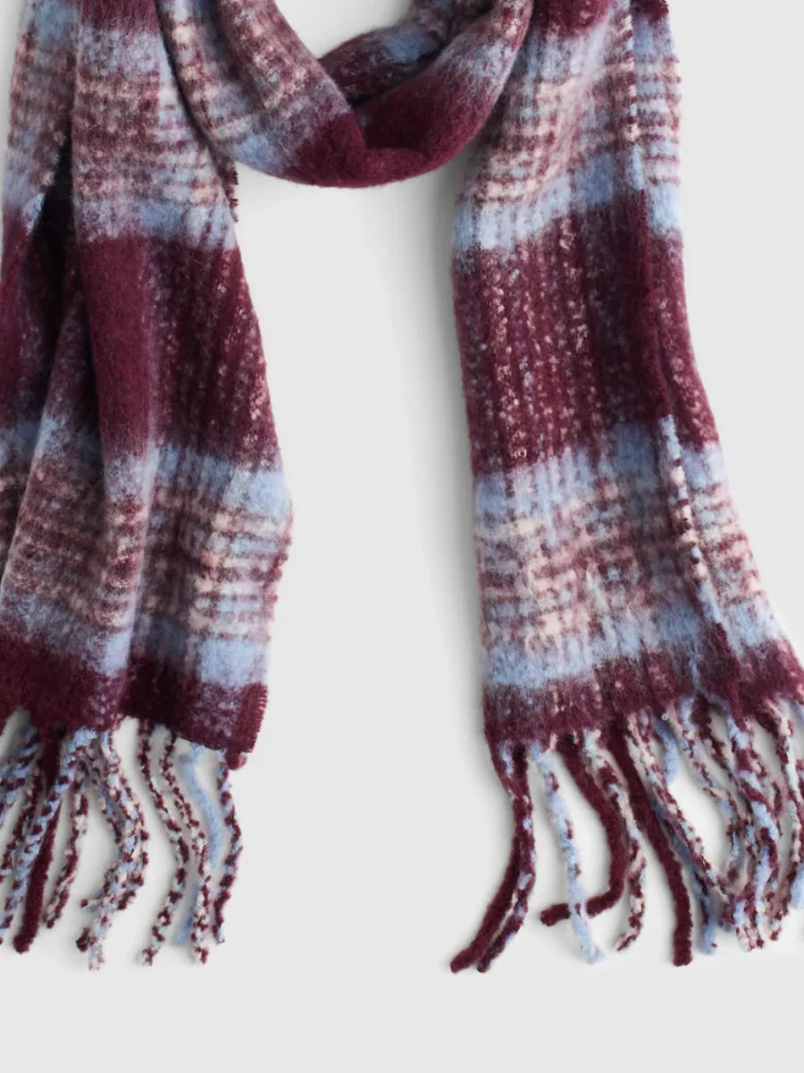 Vintage Plaid Textured Scarf