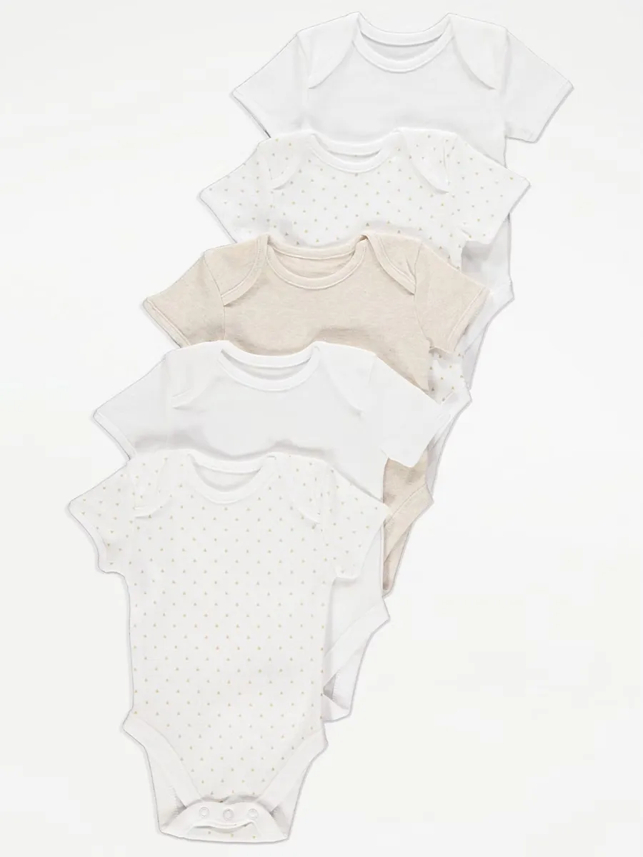 Neutral Short Sleeve Bodysuits 5 Pack