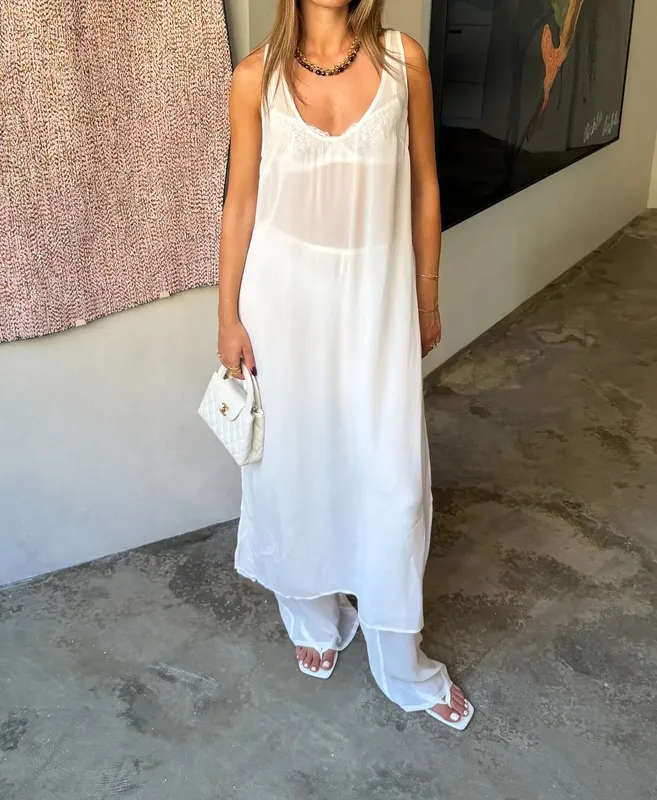 White Sheer Pants