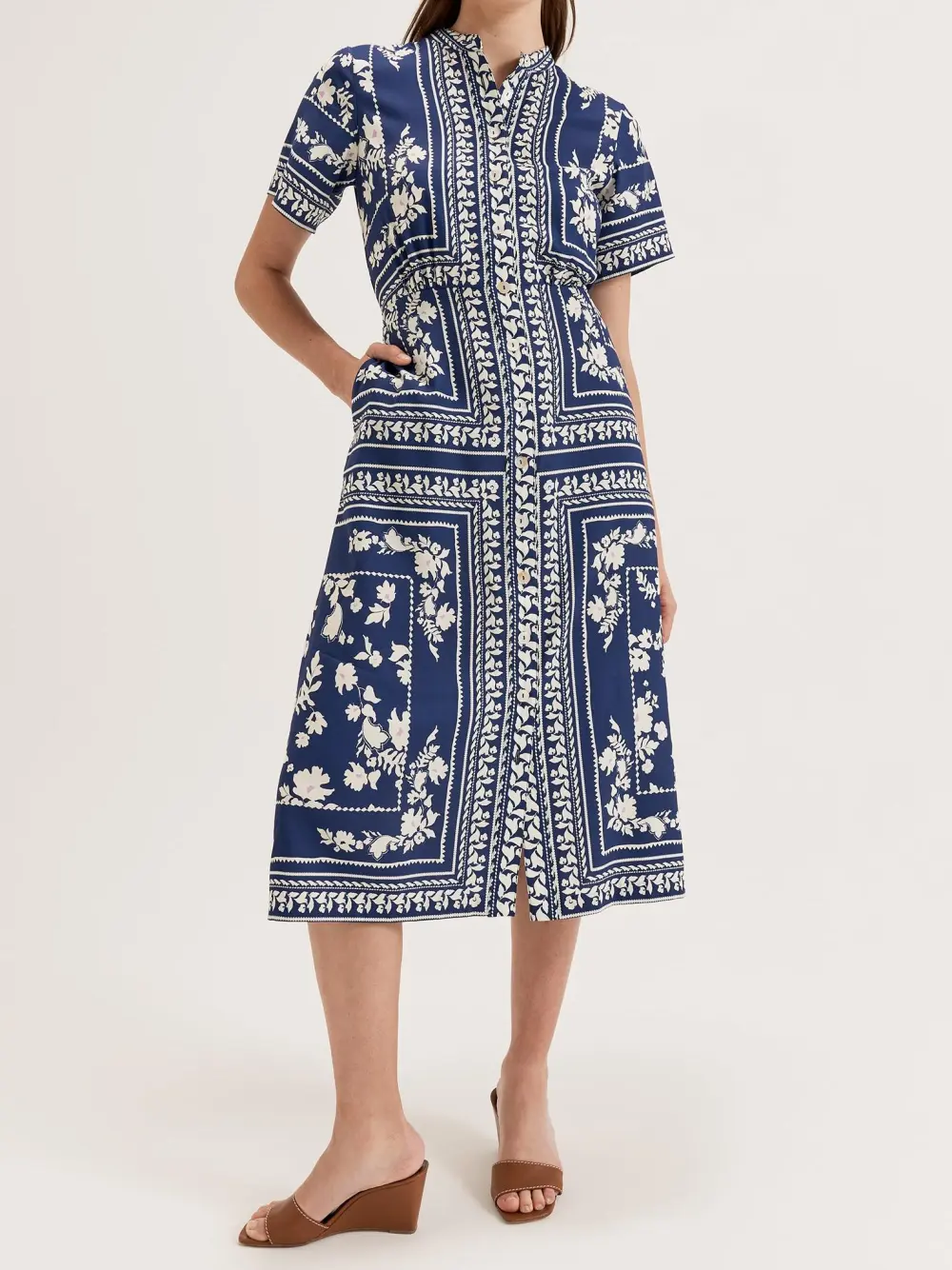 Scarf Shirtdress in Deep Sea Blue