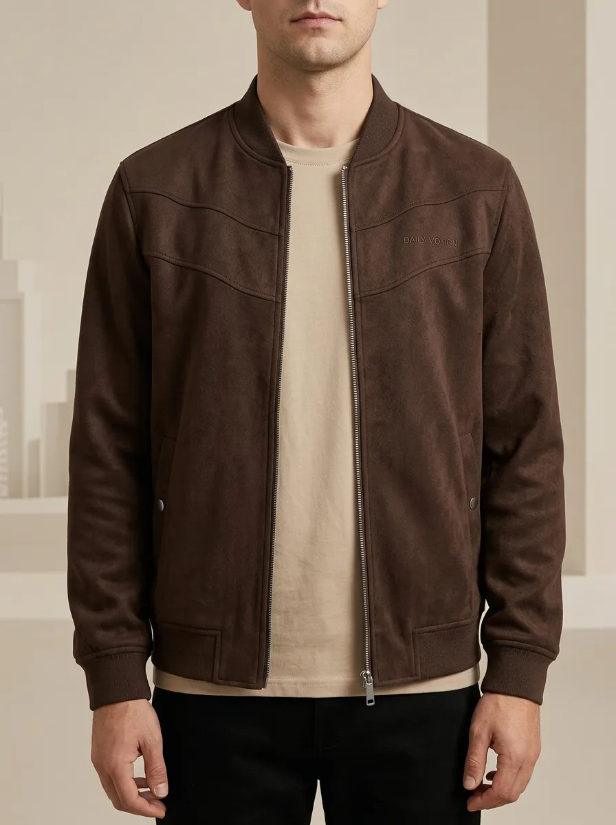 Suede Bomber Stand Jacket
