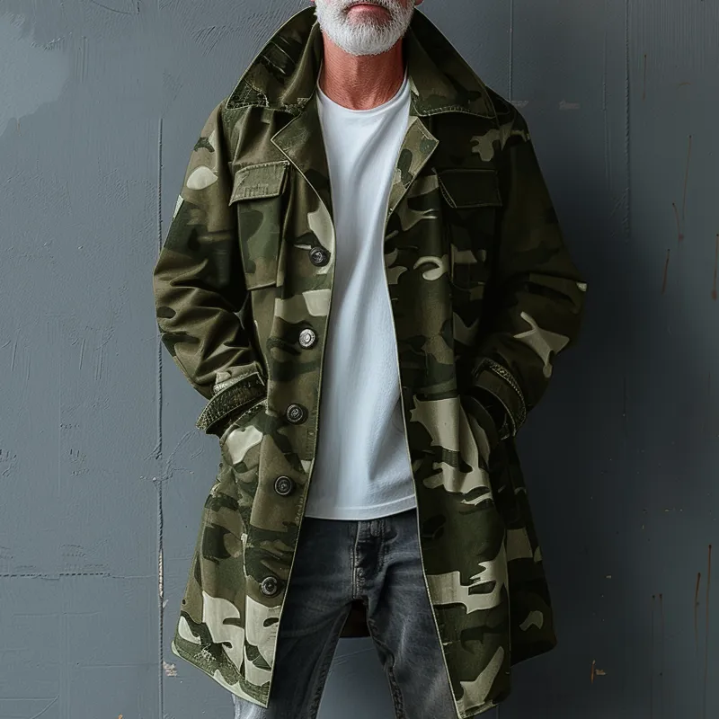 Tailored Wool Camo Coat