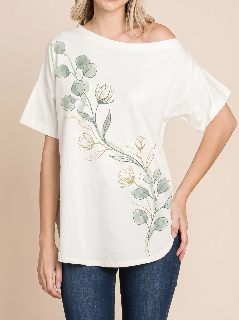 Women's Botanical Nature Lover Eucalyptus Floral Printed T-shirt