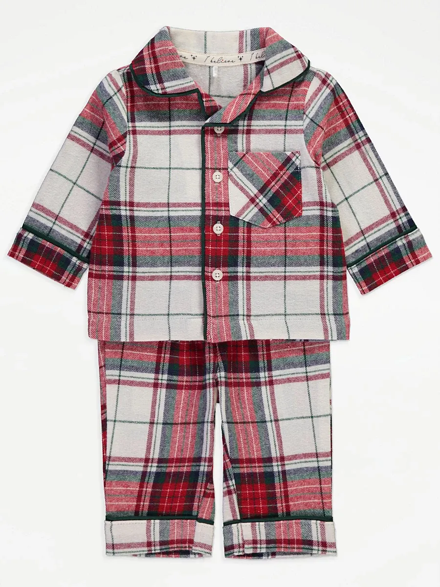 Christmas Red Checked Matching Family Kids Shirt Pyjamas